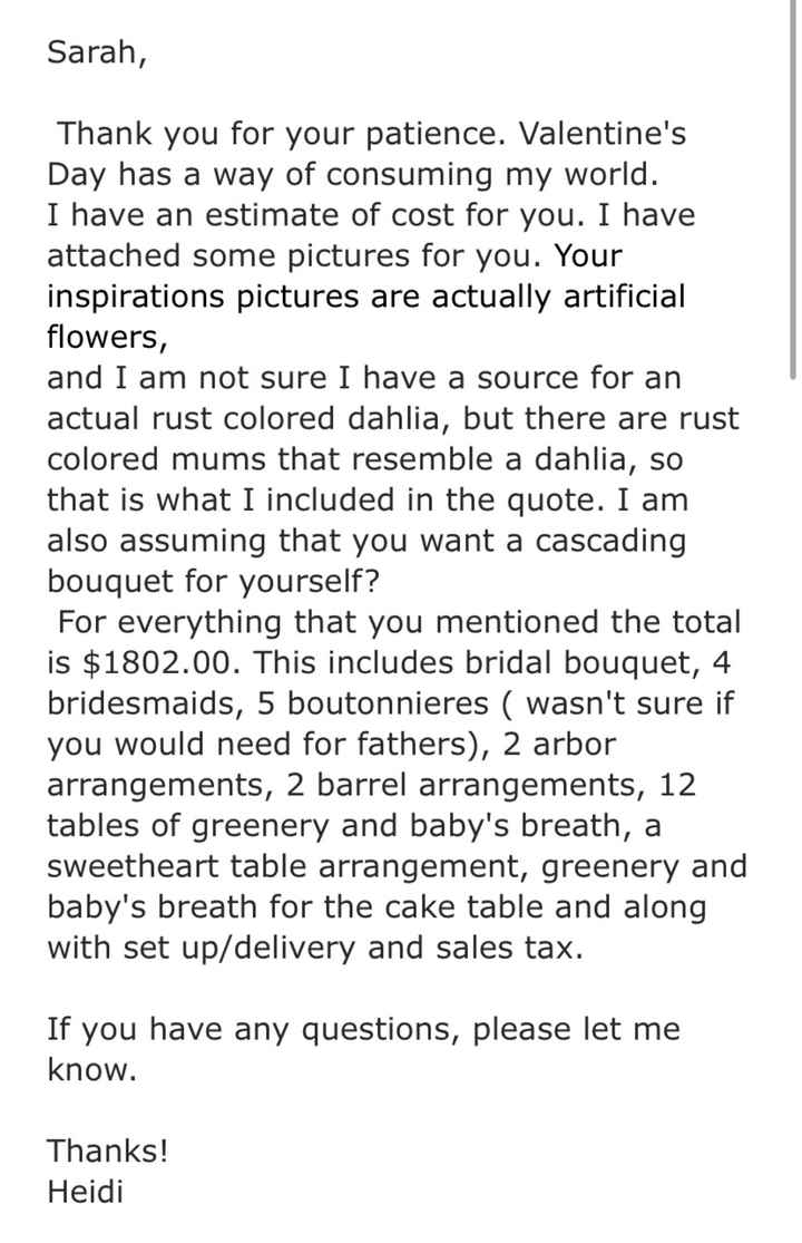 Does this seem like a reasonable price for flowers? - 1