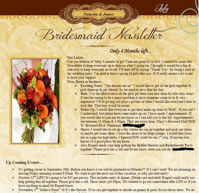 Bridesmaid Newsletter [PiC]