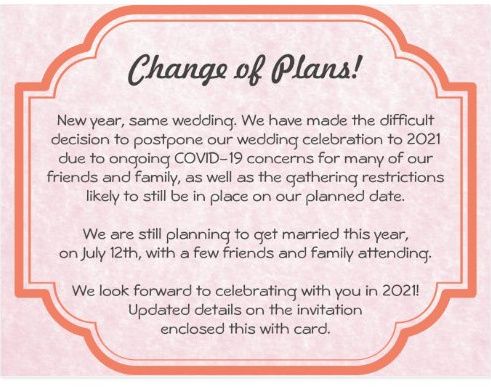 Announcement About Rescheduling Wedding 2