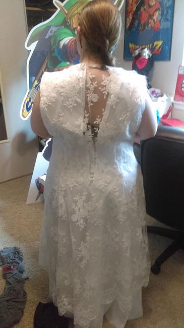 Lined dress with lace, back
