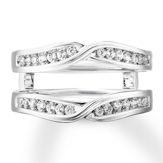 Blingy double wedding band to enhance small diamond 6