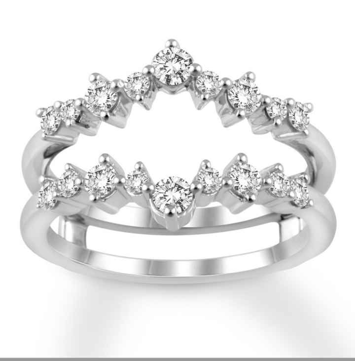 Blingy double wedding band to enhance small diamond - 2