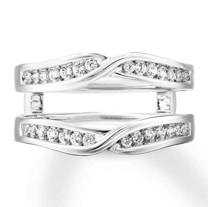 Blingy double wedding band to enhance small diamond - 1