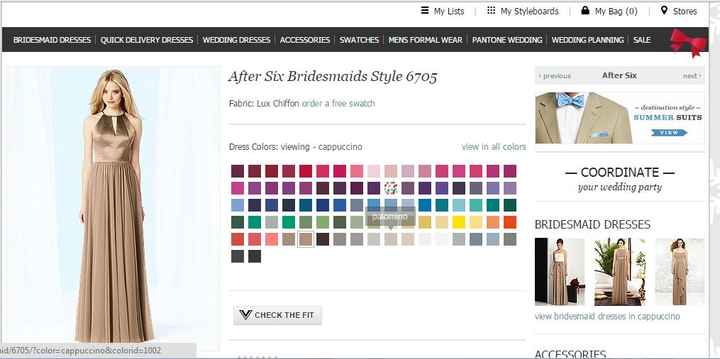 Who else carries light/medium warm coppery brown charmeuse bridesmaid dresses?