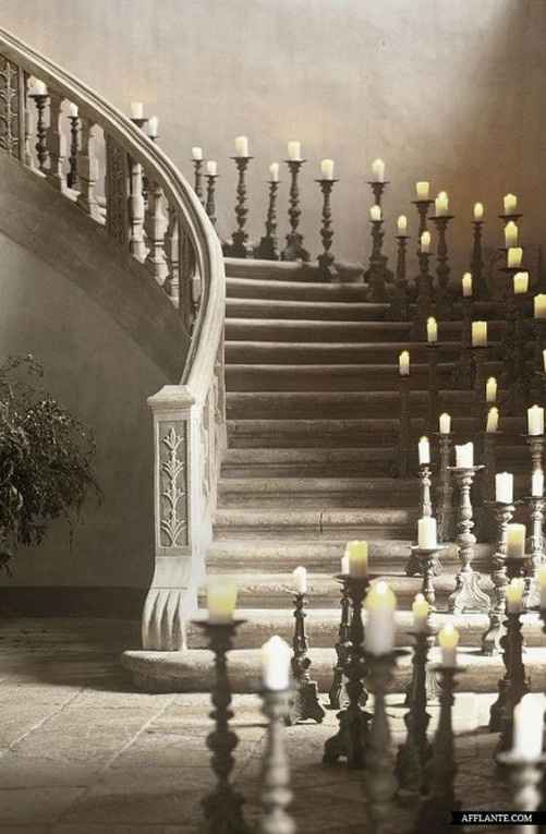 It's either the greenery or a ton of candle stick holders