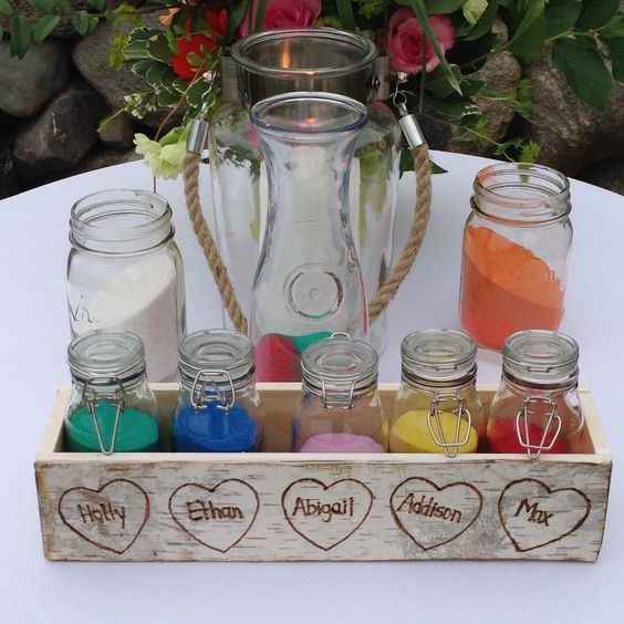 I love the tray that holds the jars with the names engraved on them.