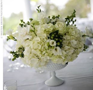 Milk Glass and Gold Centerpieces 2