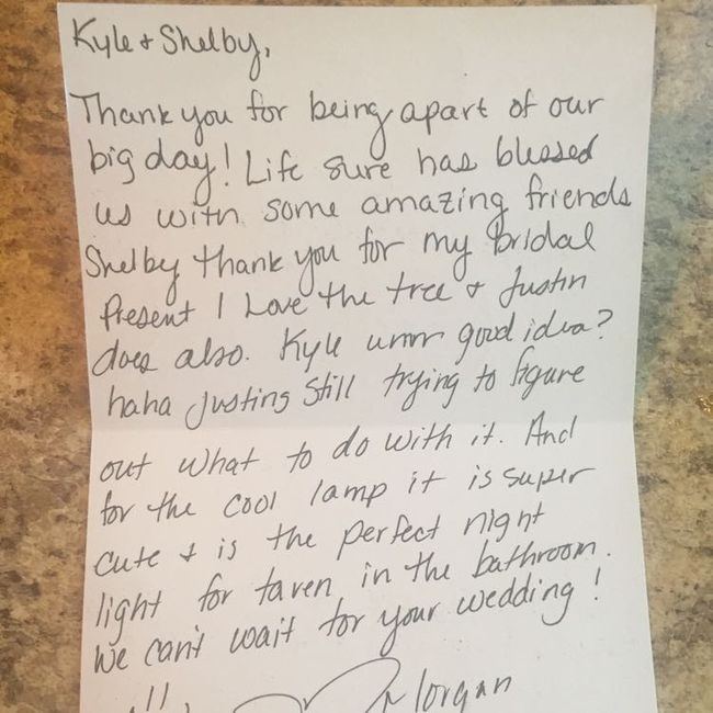 Thank you cards?