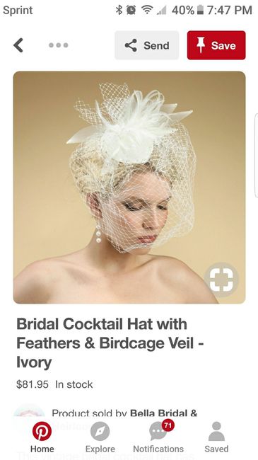 Veil or Birdcage Bridal Hat 3