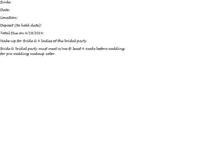 Contract for hair/makeup artist