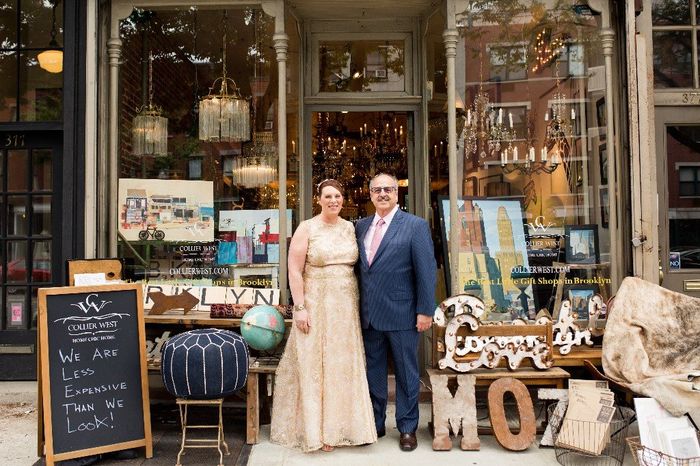 in front of antique store
