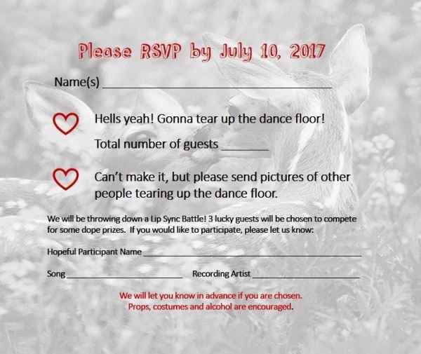 RSVP card wording