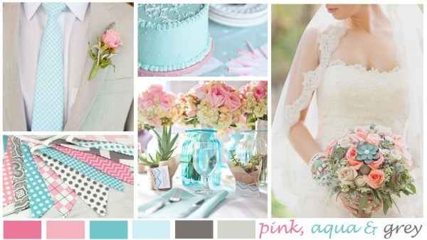 pink, aqua, grey