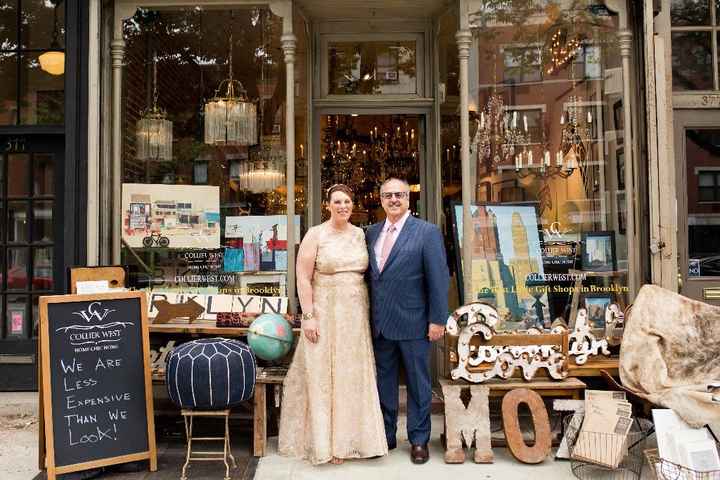 In front of antique store