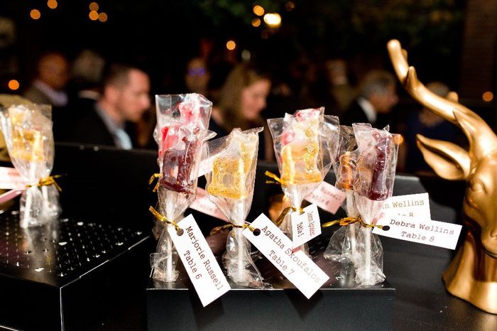 Escort cards/favors I slaved over.  They were a big hit!