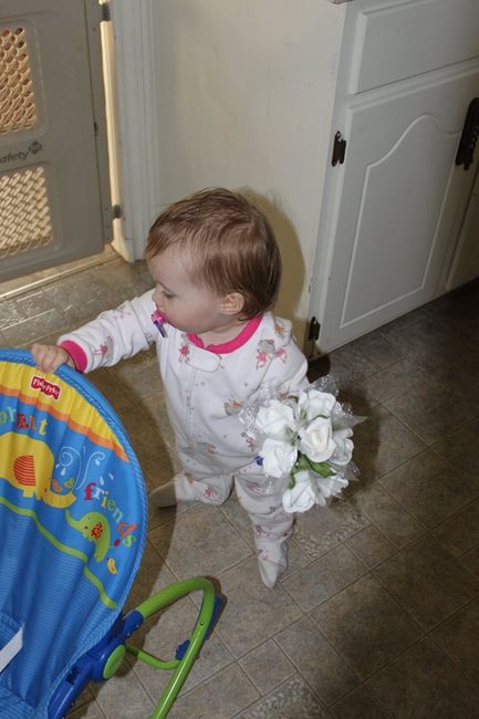 Flowergirl dress and her bouquet