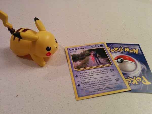 Pokemon cards as Save the Date or Wedding Invitations