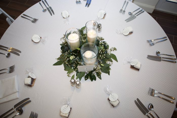 Pillar candles and greenery for centerpieces 3