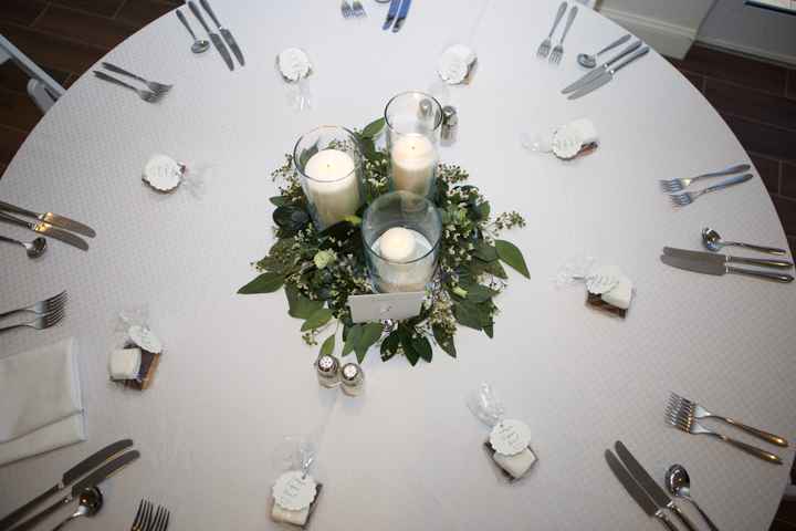 Pillar candles and greenery for centerpieces - 1