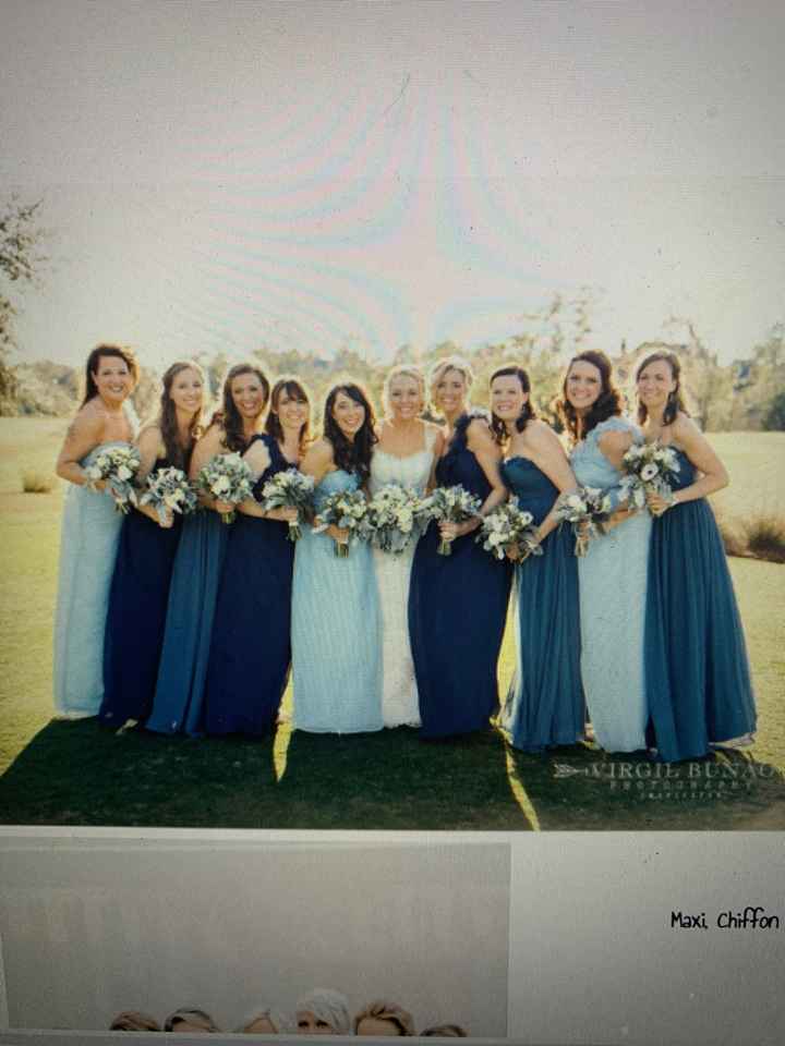 Shades of a different color bridesmaids dresses - 1