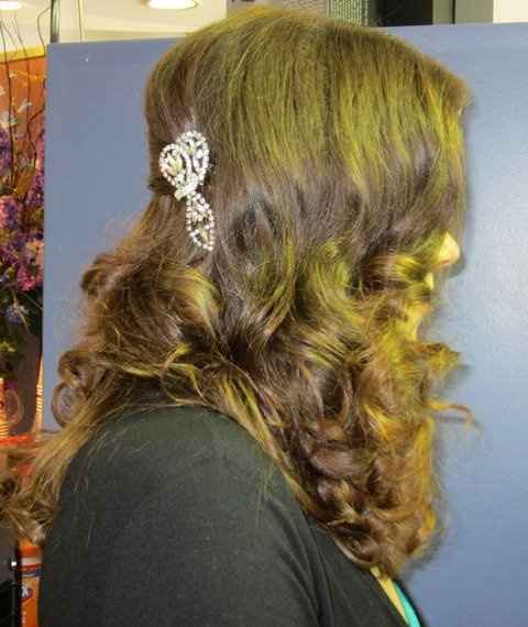 Opinions on my hair trial...Half side swept...or all the way?