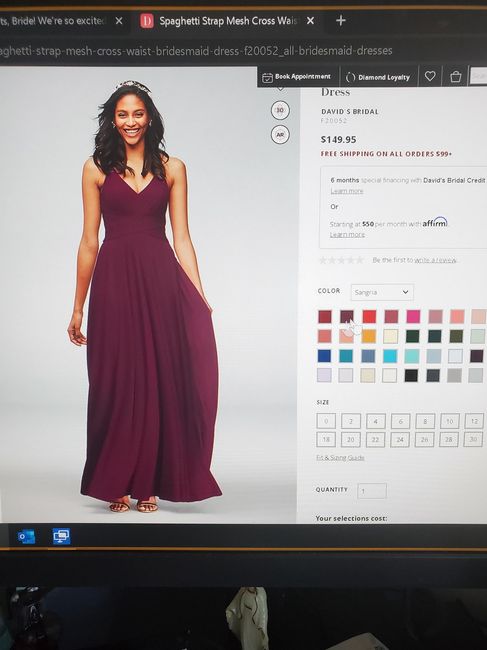 What color groom and groomsmen suits will coordinate with the bridesmaids dresses? - 2