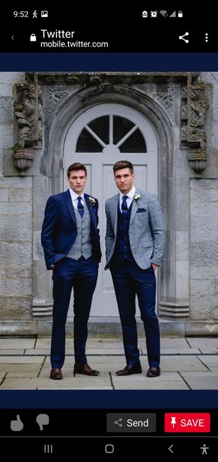 What color groom and groomsmen suits will coordinate with the bridesmaids dresses? - 4