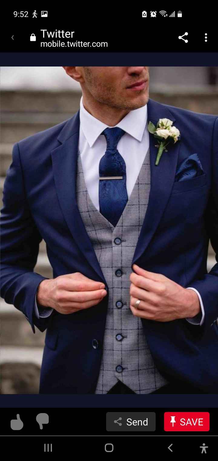 What color groom and groomsmen suits will coordinate with the bridesmaids dresses? 3