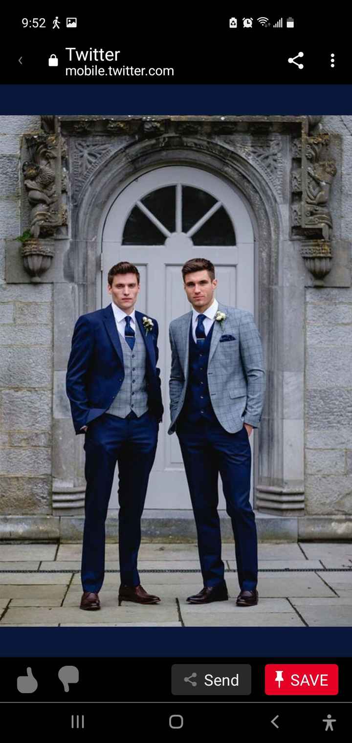 What color groom and groomsmen suits will coordinate with the bridesmaids dresses? 4