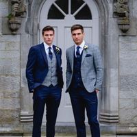 What color groom and groomsmen suits will coordinate with the bridesmaids dresses? - 4