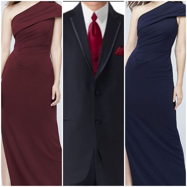 Navy blue bm dresses with what color tux for Gm?? Help! 1
