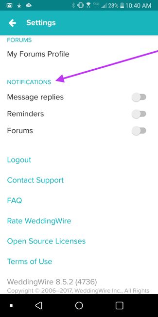 Wedding Wire app notifications 2