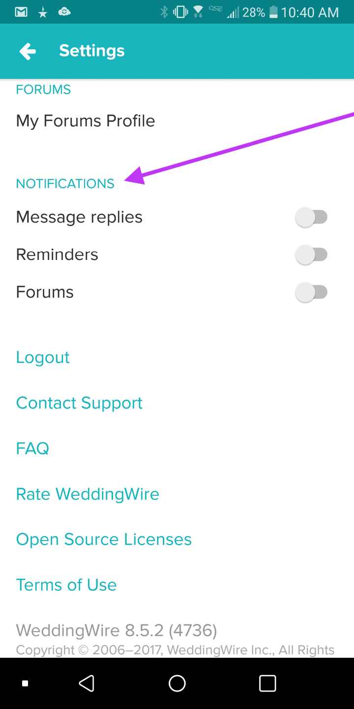 Slide these notification preferences off and on
