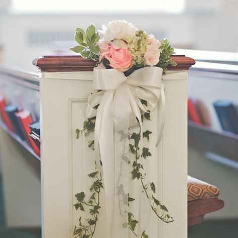 Simple ribbon and flowers that could be added to a podium