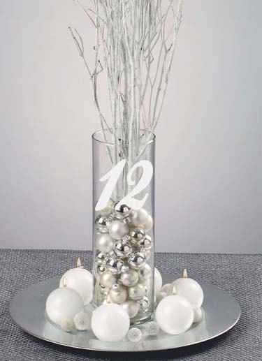 Number on glass vase