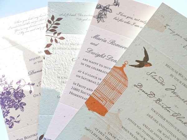 Plantable invitations full of seeds minimize what gets thrown away!