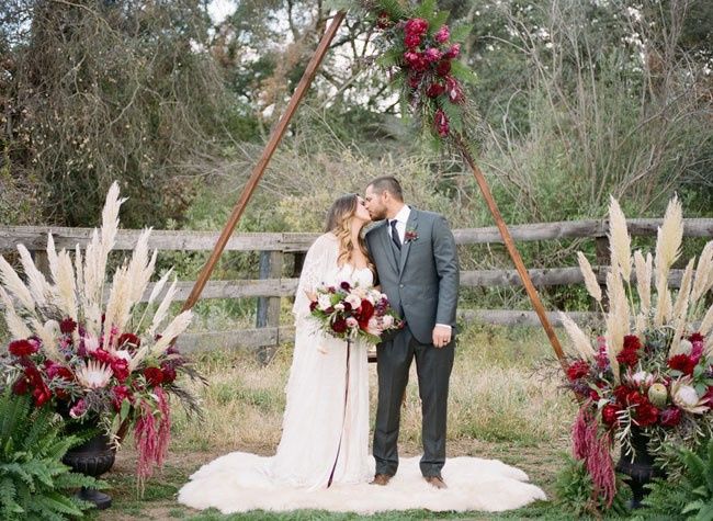 or add a large bold arrangement like these to the front of each podium