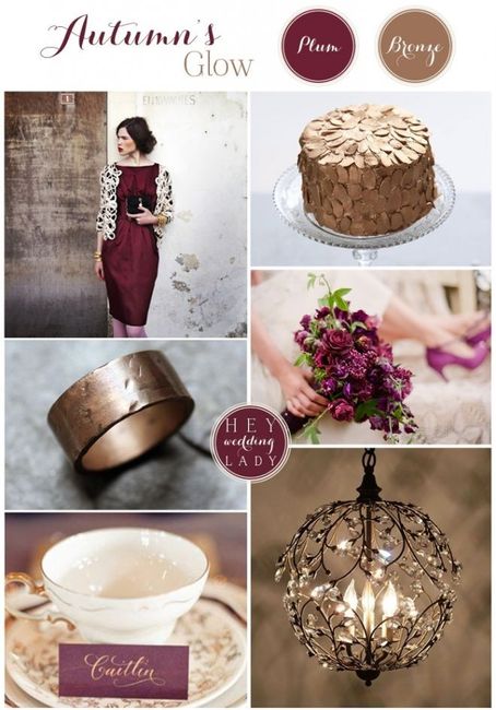 Bronze and berry tones play well together