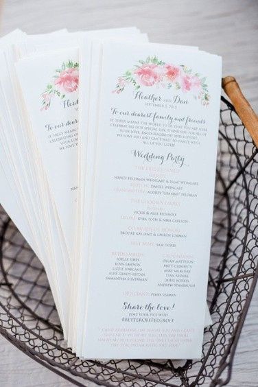 What information is typically on wedding program? 2