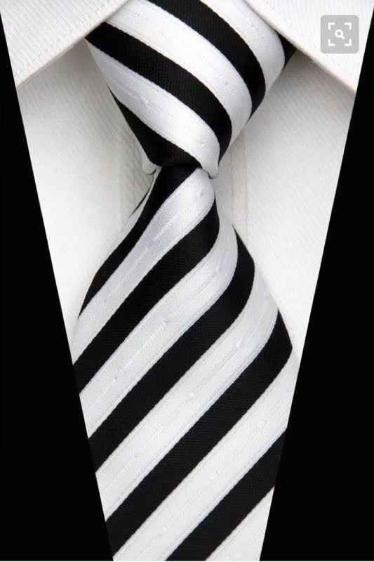 Black and white striped tablecloth