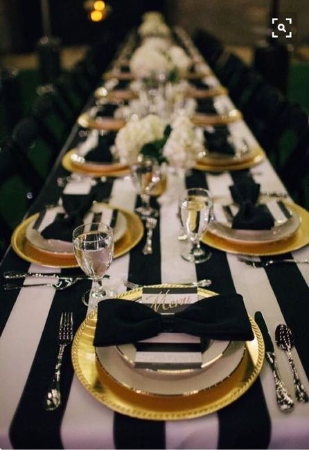 Black and white striped tablecloth