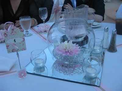 DIY Candy Buffet~Vintage Rose Pink & Aqua, lace ribbon bows and flowers with crystal centers