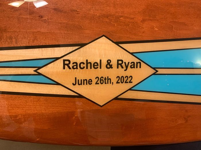 Our custom surfboard guestbook finally came! 2