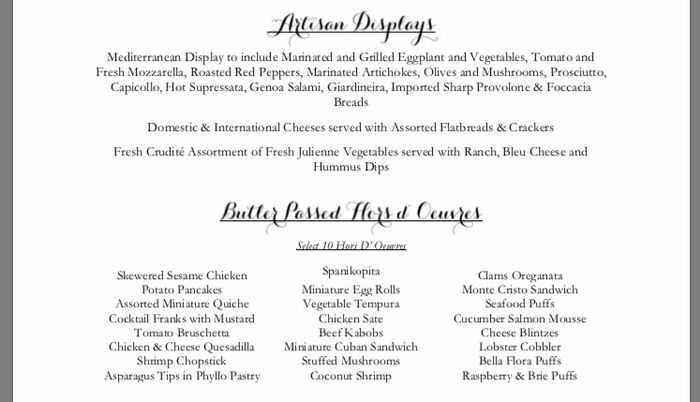 What are you serving for cocktail hour? 1