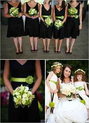 Black and White Colors for a summer wedding? with green sashes for girls, and green ties for guys?