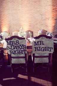 Signs for the Bride, Groom seats?