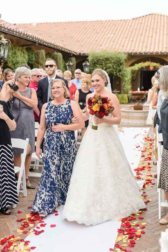 This bride walked with her mother 
