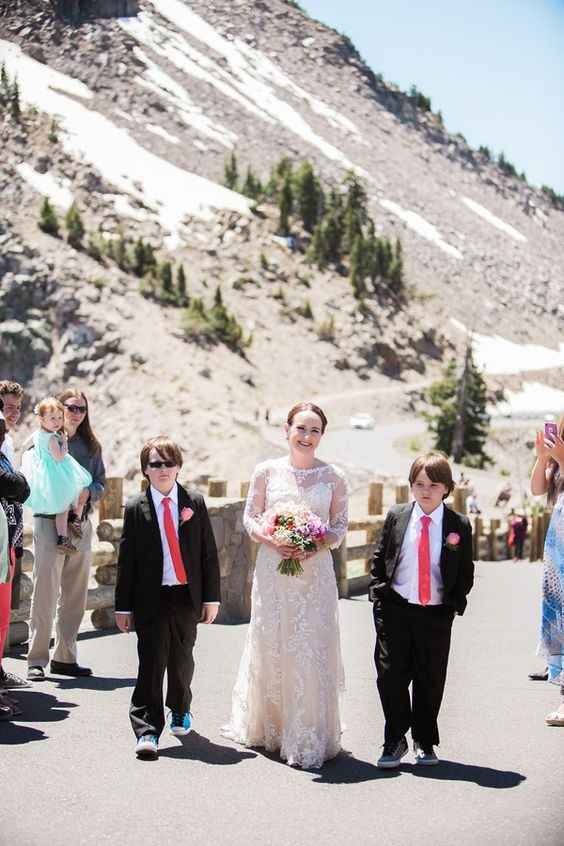 This bride walked with her sons