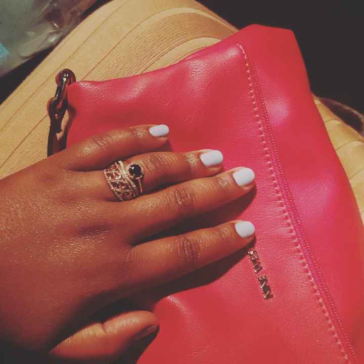 Wedding Bands (bottom close to knuckles - 10k rose gold waves band with .30ct pave diamond; middle -