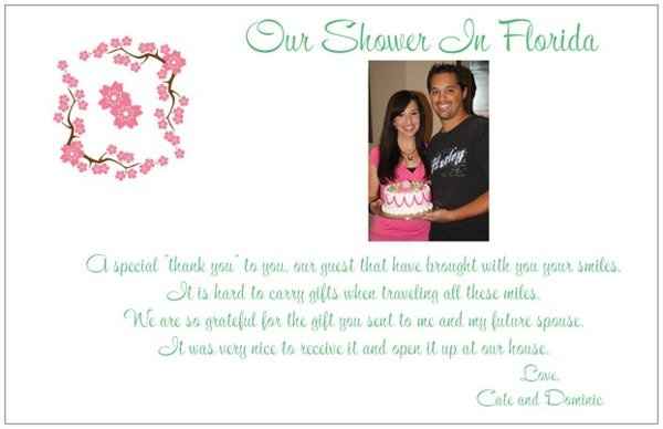 Opinions Please - A Shower Thank You For Gifts Shipped - Pic